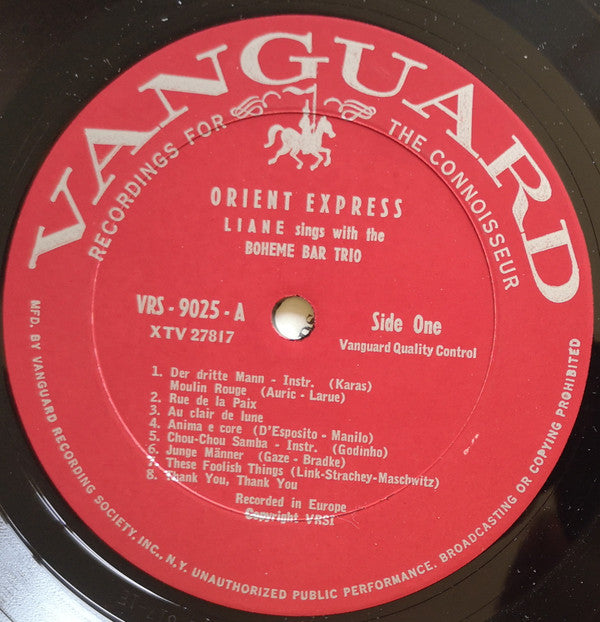 Liane* With The Boheme Bar Trio : Orient Express (LP, Album, Mono)