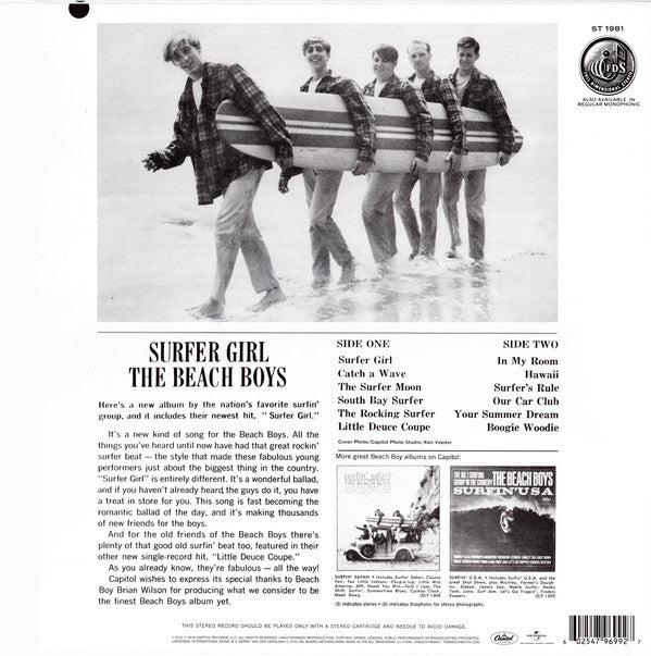 The Beach Boys : Surfer Girl (LP, Album, RE, 180)