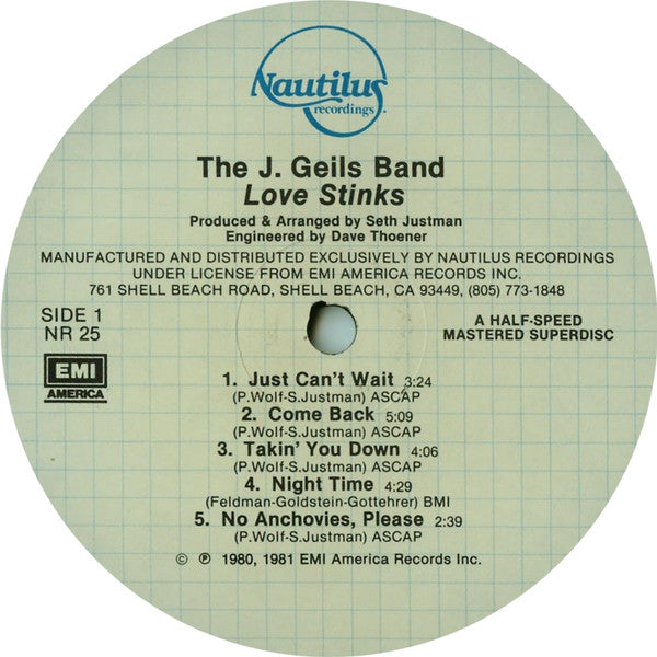 The J. Geils Band : Love Stinks (LP, Album, Hal)