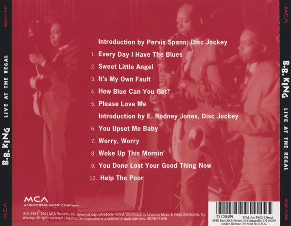 B.B. King : Live At The Regal (CD, Album, Club, RE, RM)