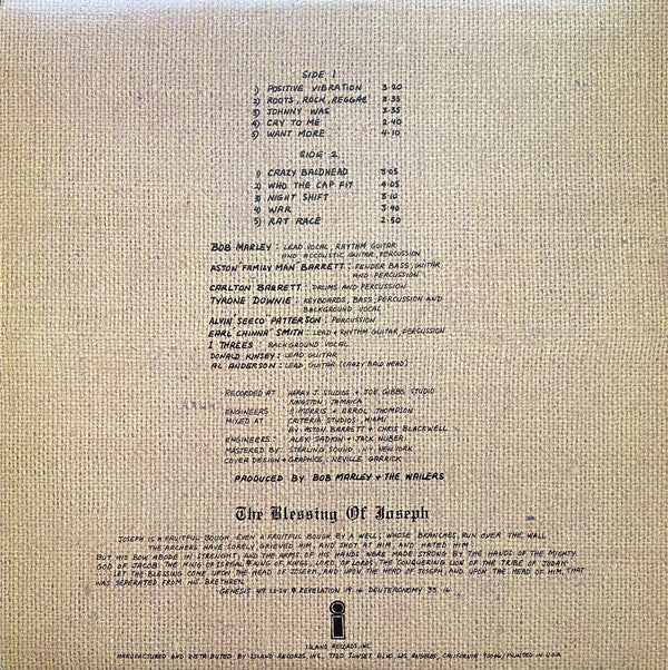 Bob Marley & The Wailers : Rastaman Vibration (LP, Album, San)