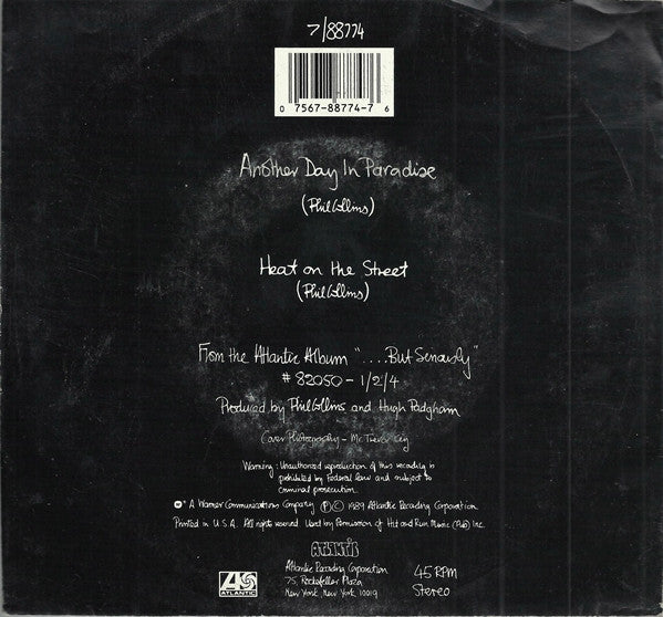 Phil Collins : Another Day In Paradise (7", Single)