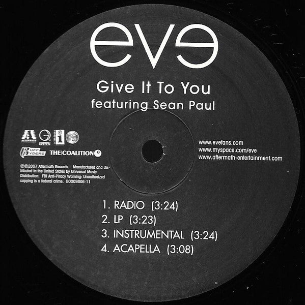 Eve (2) Featuring Sean Paul : Give It To You (12", Single)