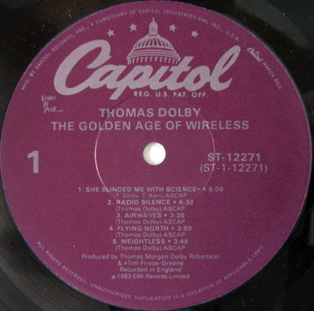 Thomas Dolby : The Golden Age Of Wireless (LP, Album, RE, Jac)