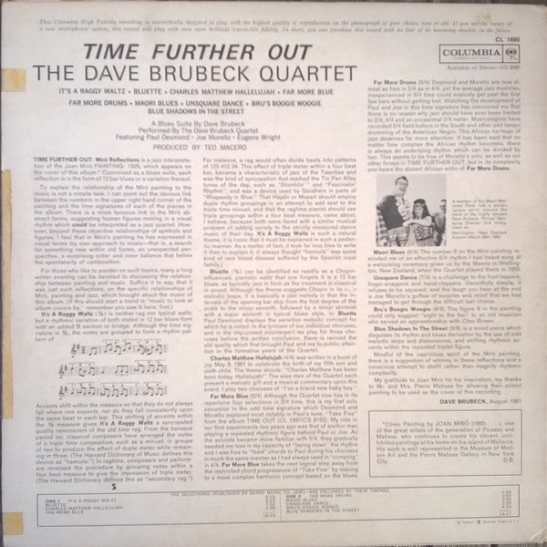 The Dave Brubeck Quartet : Time Further Out (Miro Reflections) (LP, Album, Mono, Hol)