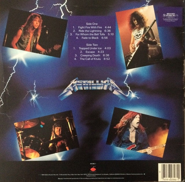 Metallica : Ride The Lightning (LP, Album, RE, SP )