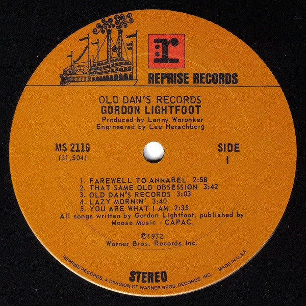 Gordon Lightfoot : Old Dan's Records (LP, Album, Ter)