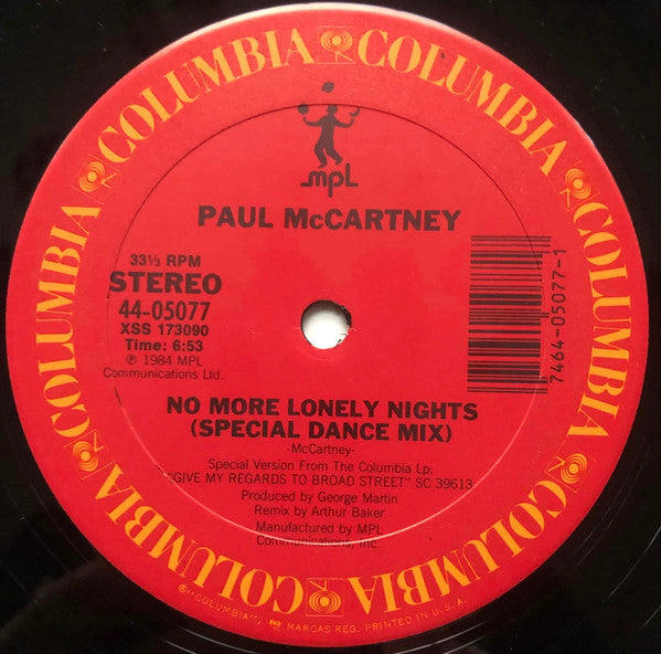 Paul McCartney : No More Lonely Nights (Extended Version) (12", Maxi, RE, Pit)