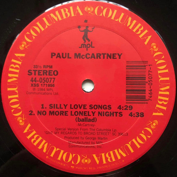Paul McCartney : No More Lonely Nights (Extended Version) (12", Maxi, RE, Pit)