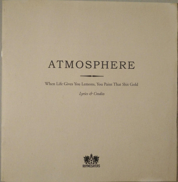 Atmosphere (2) : When Life Gives You Lemons, You Paint That Shit Gold (CD, Album, Dig)
