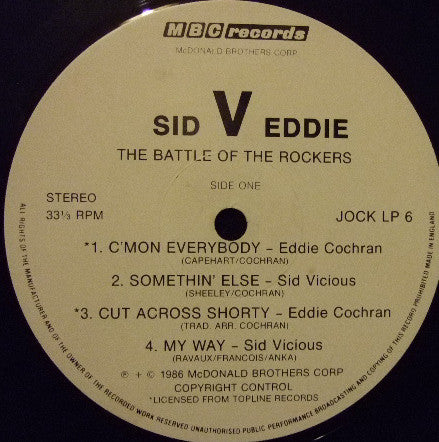 Sid Vicious V Eddie Cochran : Sid V Eddie The Battle Of The Rockers (LP, Comp, MP)