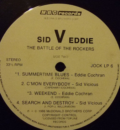 Sid Vicious V Eddie Cochran : Sid V Eddie The Battle Of The Rockers (LP, Comp, MP)