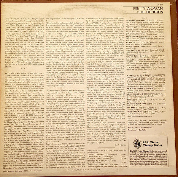 Duke Ellington And His Orchestra : Pretty Woman (LP, Comp, Mono, RM)