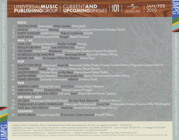 Various : Current And Upcoming Singles 1 - January/February 2010 (CD, Comp, Promo)