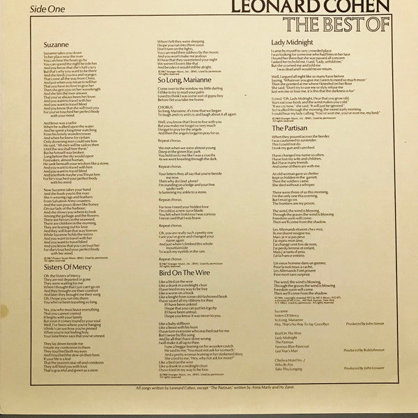 Leonard Cohen : The Best Of (LP, Comp, San)