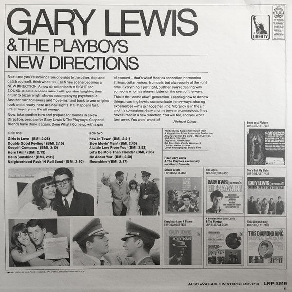 Gary Lewis & The Playboys : New Directions (LP, Album, Mono)