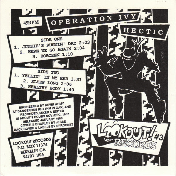 Operation Ivy : Hectic E.P. (7", EP, RE)