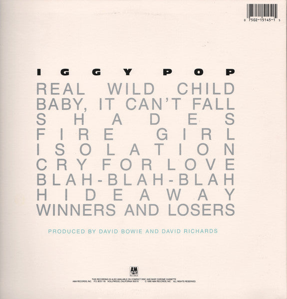 Iggy Pop : Blah-Blah-Blah (LP, Album, Ele)