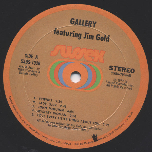Gallery (2) Featuring Jim Gold : Gallery Featuring Jim Gold (LP, Album, Mon)