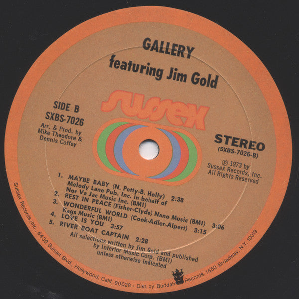 Gallery (2) Featuring Jim Gold : Gallery Featuring Jim Gold (LP, Album, Mon)