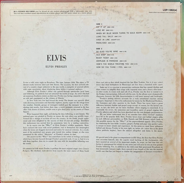 Elvis Presley : Elvis (LP, Album, RE, Ora)