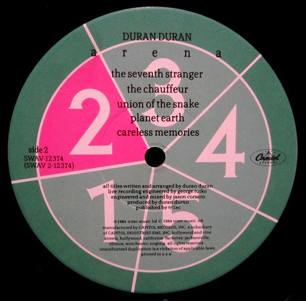 Duran Duran : Arena | Recorded Around The World 1984 (LP, Album, Jac)