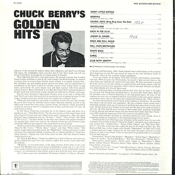 Chuck Berry : Chuck Berry's Golden Hits (LP, Album, Club, RE, RCA)