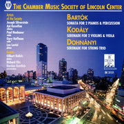 The Chamber Music Society Of Lincoln Center, Ernst von Dohnányi, Zoltán Kodály, Béla Bartók : Sonata For 2 Pianos & Percussion / Serenade For 2 Violins & Viola / Serenade For String Trio (CD)