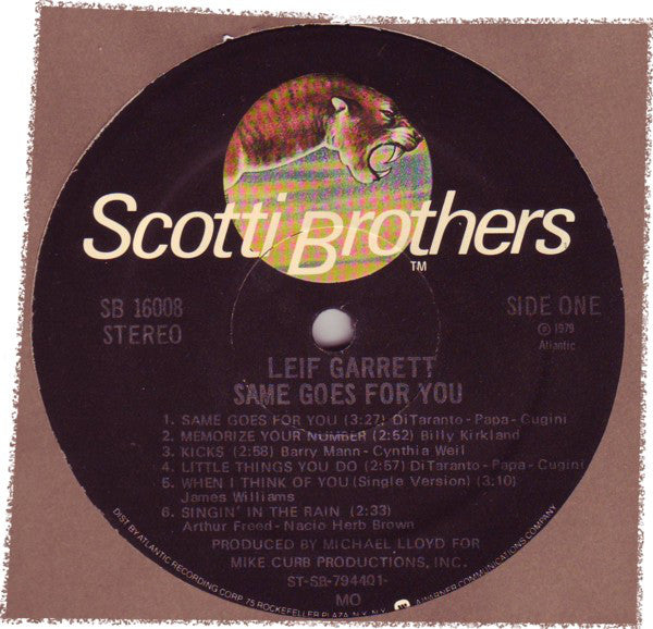 Leif Garrett : Same Goes For You (LP, Album, MO )
