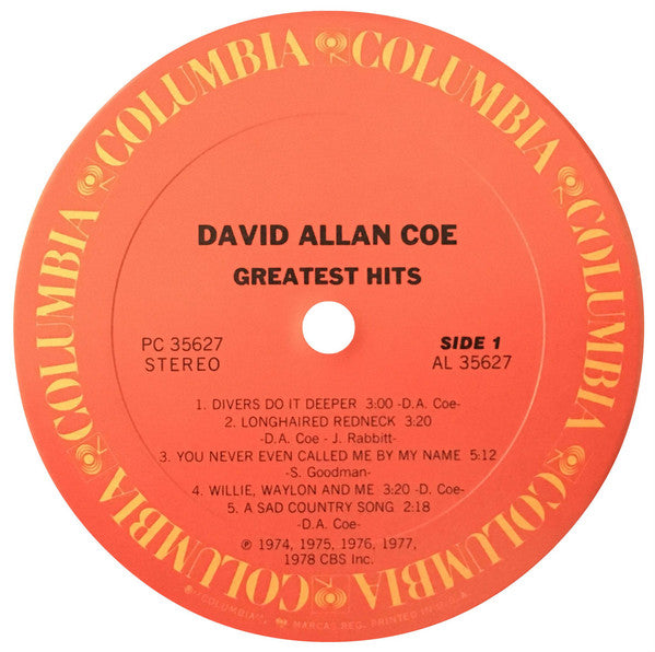 David Allan Coe : Greatest Hits (LP, Comp, RE, Car)