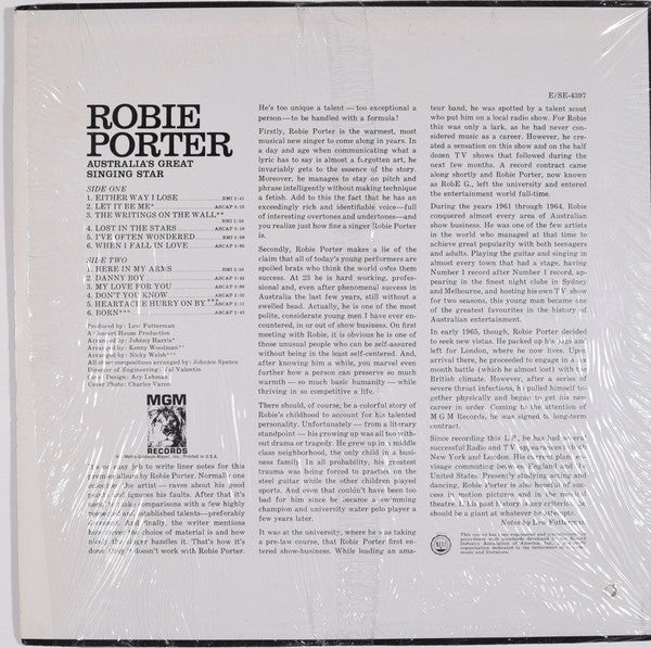 Robie Porter : Robie Porter Australia's Great Singing Star (LP, Album)