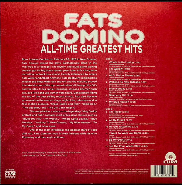 Fats Domino : All-Time Greatest Hits (LP, Comp)