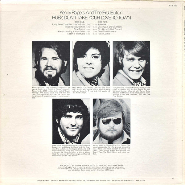 Kenny Rogers & The First Edition : Ruby, Don't Take Your Love To Town (LP, Album, Ter)