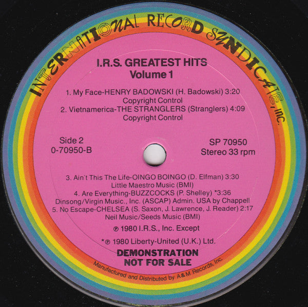 Various : I.R.S. Greatest Hits Volume 1 (LP, Promo, Smplr, Mai)