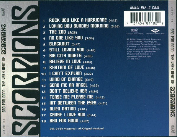 Scorpions : Bad For Good: The Very Best Of Scorpions (CD, Comp)