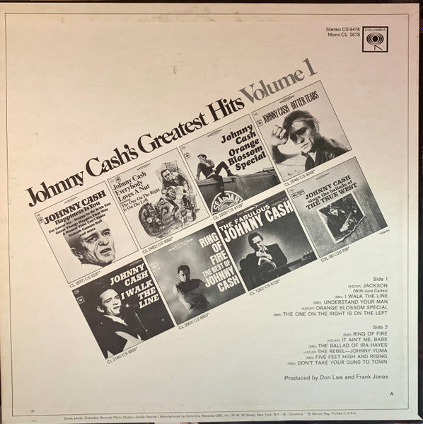 Johnny Cash : Johnny Cash's Greatest Hits (Volume 1) (LP, Comp, San)
