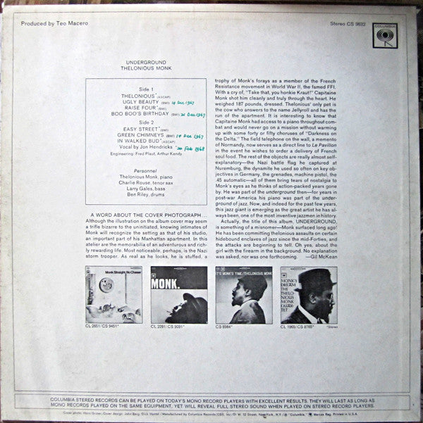 Thelonious Monk : Underground (LP, Album)