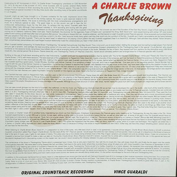 Vince Guaraldi Quintet : A Charlie Brown Thanksgiving (LP, S/Edition, 50t)