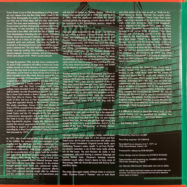 Grant Green : Live At Club Mozambique (2xLP, Album, Mono, Ltd, RE, RM, 180)
