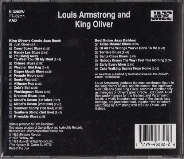 Louis Armstrong And King Oliver : Louis Armstrong And King Oliver (CD, Comp, RE)