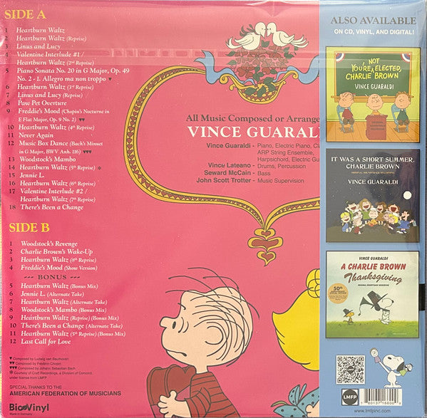 Vince Guaraldi : Be My Valentine, Charlie Brown (Original Soundtrack Recording) (LP, Album, Bioplastic, RM, 50t)