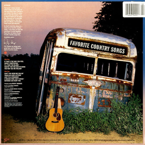 Ricky Skaggs : Favorite Country Songs (LP, Comp, RE)