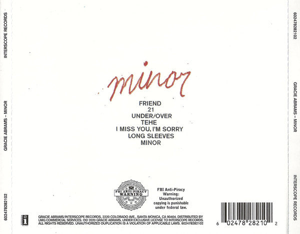 Gracie Abrams : Minor (CD, EP, RE)
