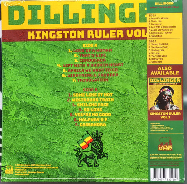 Dillinger : Kingston Ruler Vol.2 (LP, Comp, Dlx, Tra)