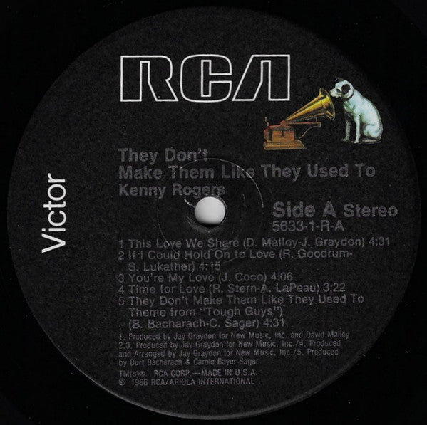 Kenny Rogers : They Don't Make Them Like They Used To (LP, Album, Ind)