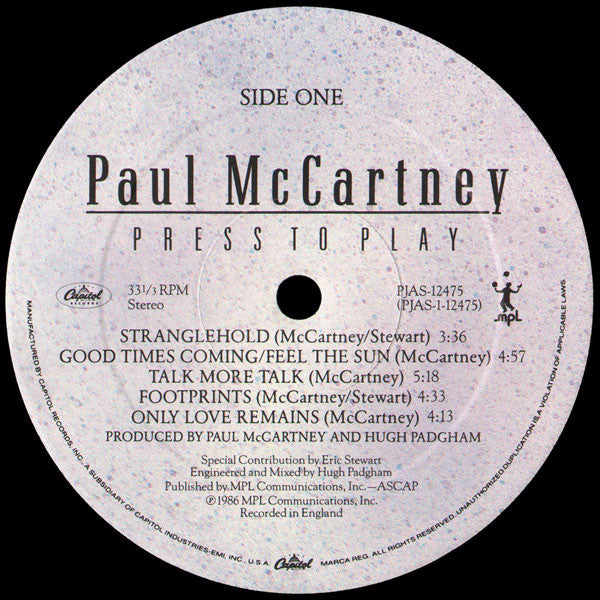 Paul McCartney : Press To Play (LP, Album, Spe)