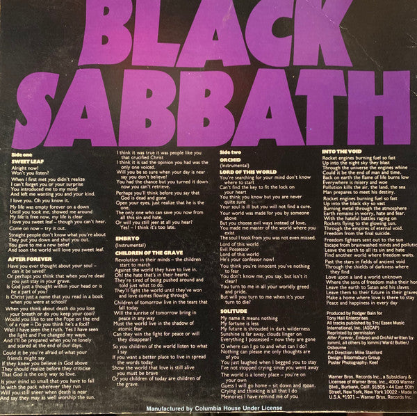Black Sabbath : Master Of Reality (LP, Album, Club, RE, EMB)