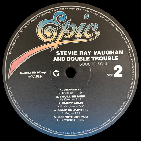 Stevie Ray Vaughan & Double Trouble : Soul To Soul (LP, Album, RE, 180)