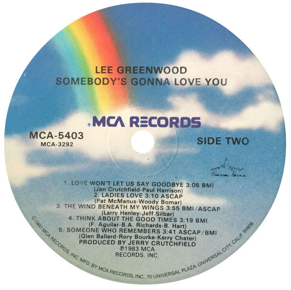 Lee Greenwood : Somebody's Gonna Love You (LP, Album, RE, Pin)