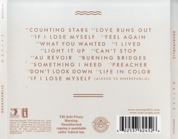 OneRepublic : Native (CD, Album, RE)